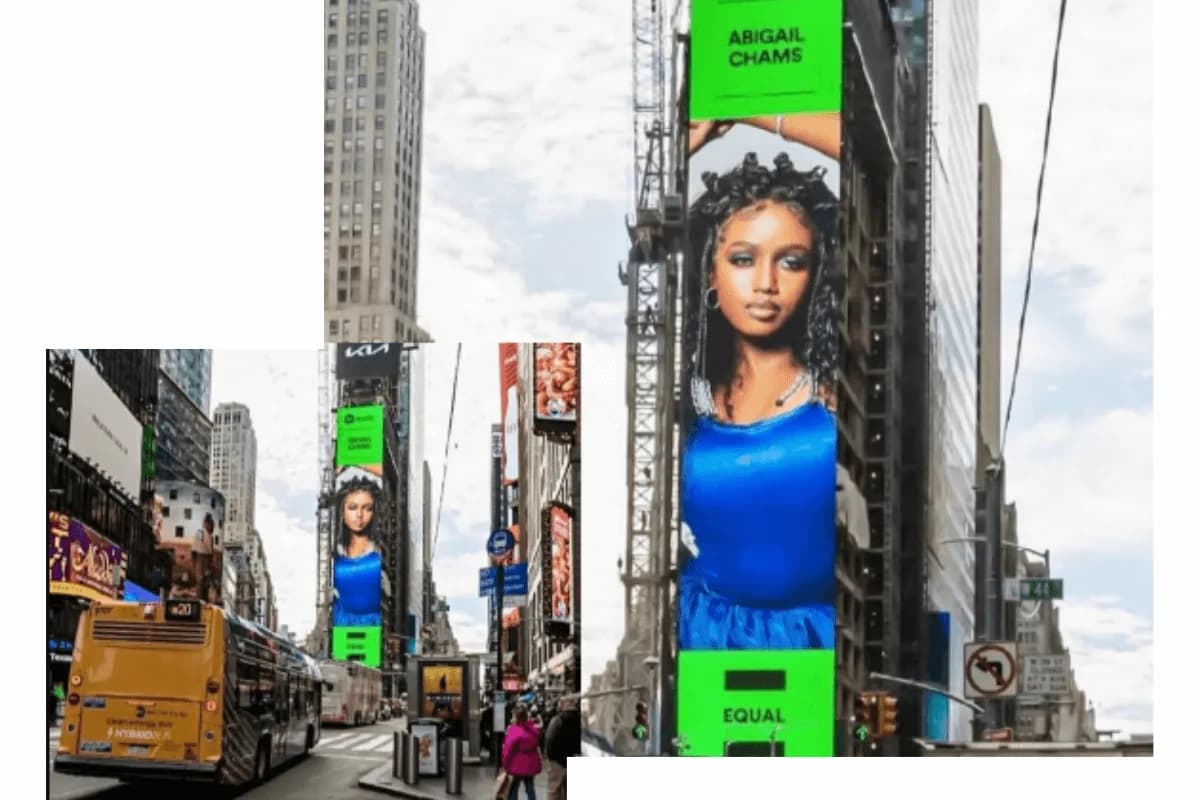 Abigail on the Times Square billboard